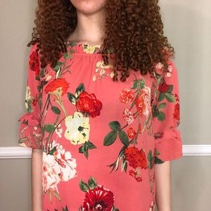Pink Tropical Flowey Flower Print Shirt